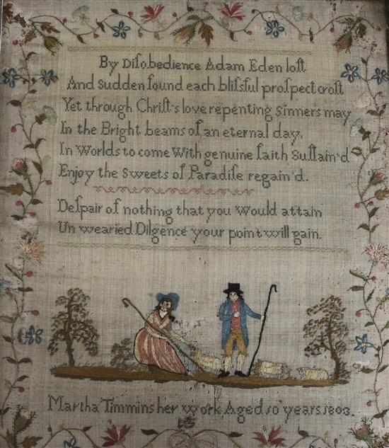 A Regency sampler dated 1803